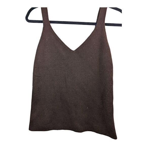 Nwot Brown knit sweater tank vest size M rib knit v neck - Picture 2 of 6